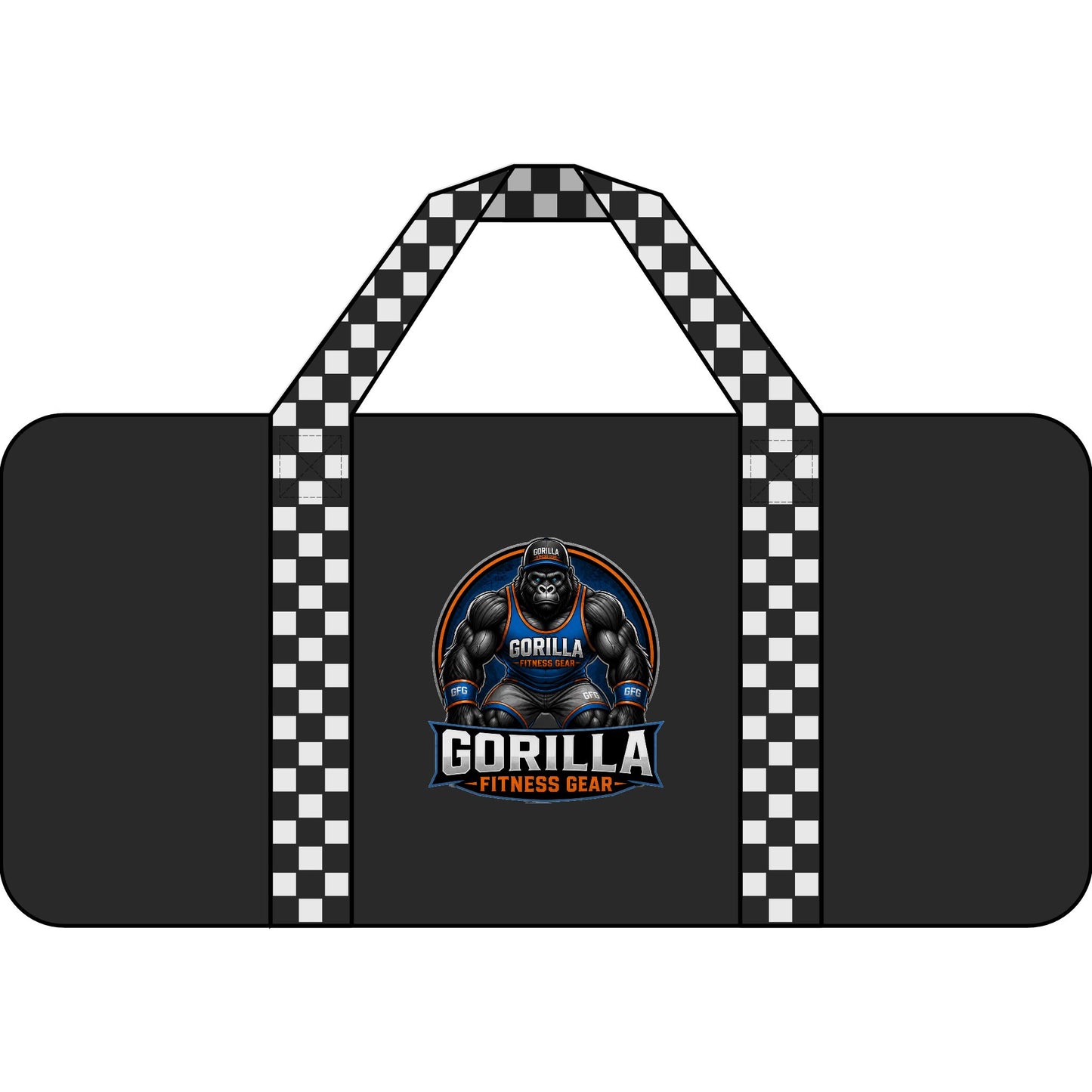 Gorilla Fitness Gear Duffel Bag — Heavy-Duty Travel & Gym Bag with Checker Strap