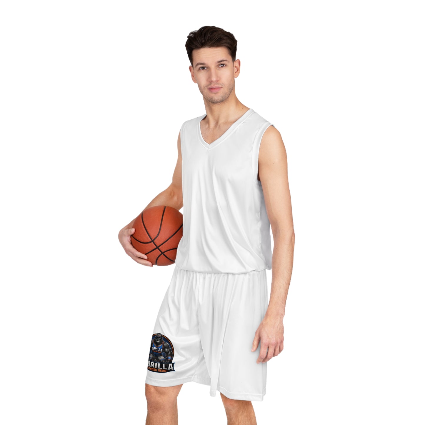Gorilla Fitness Logo Basketball Shorts — Athletic AOP Workout Shorts