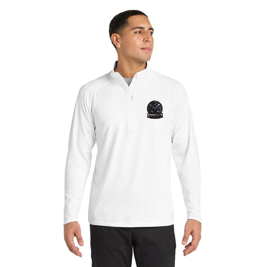 Embroidered Floral Skull Quarter-Zip Pullover