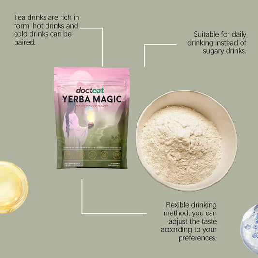Docteat 180g Yerba Mate Instant Powder Supports Energy Gut Health Super Drink Dietary Supplement Fresh Flavor Yerba Mate Powder