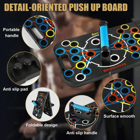 Foldable 54-in-1 Push Up Board – Portable Home Gym System with Adjustable Bars for Strength Training