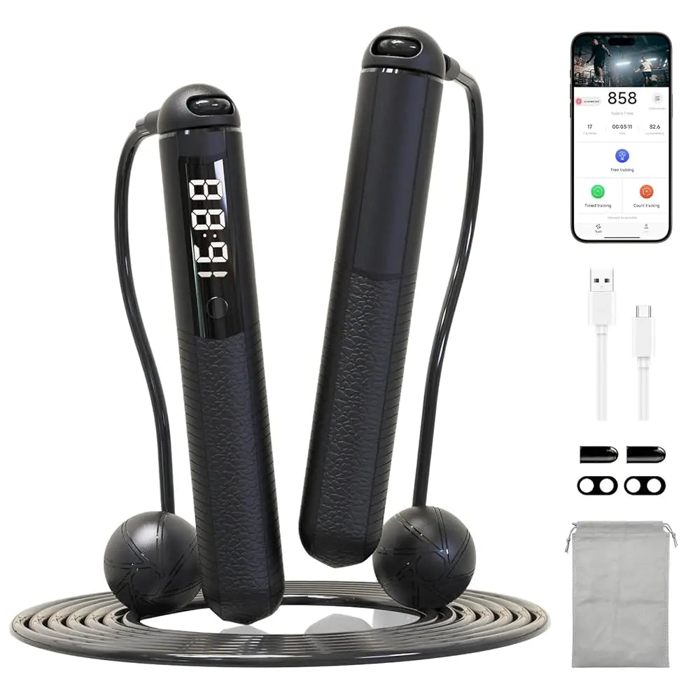 Cordless Gravity Jump Rope, Smart Jump Rope with Counter for Gym, Fat Burning & Calorie Burn, APP Data Analysis, Home Workout