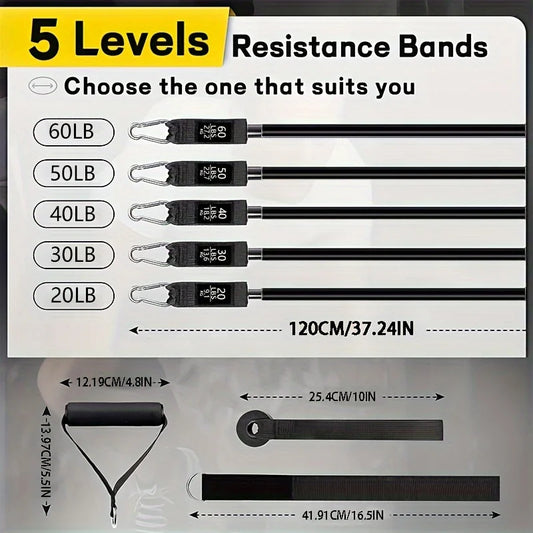 Resistance Bands Set, Exercise Bands With Door Anchor, Handles, Carry Bag, Legs Ankle Straps For Resistance Training