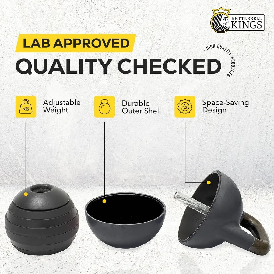 Adjustable Kettlebell Set 26-70 lb - Strength Training Kettlebells with 7 Plates - Secure Lock System and Durable Steel Kettle