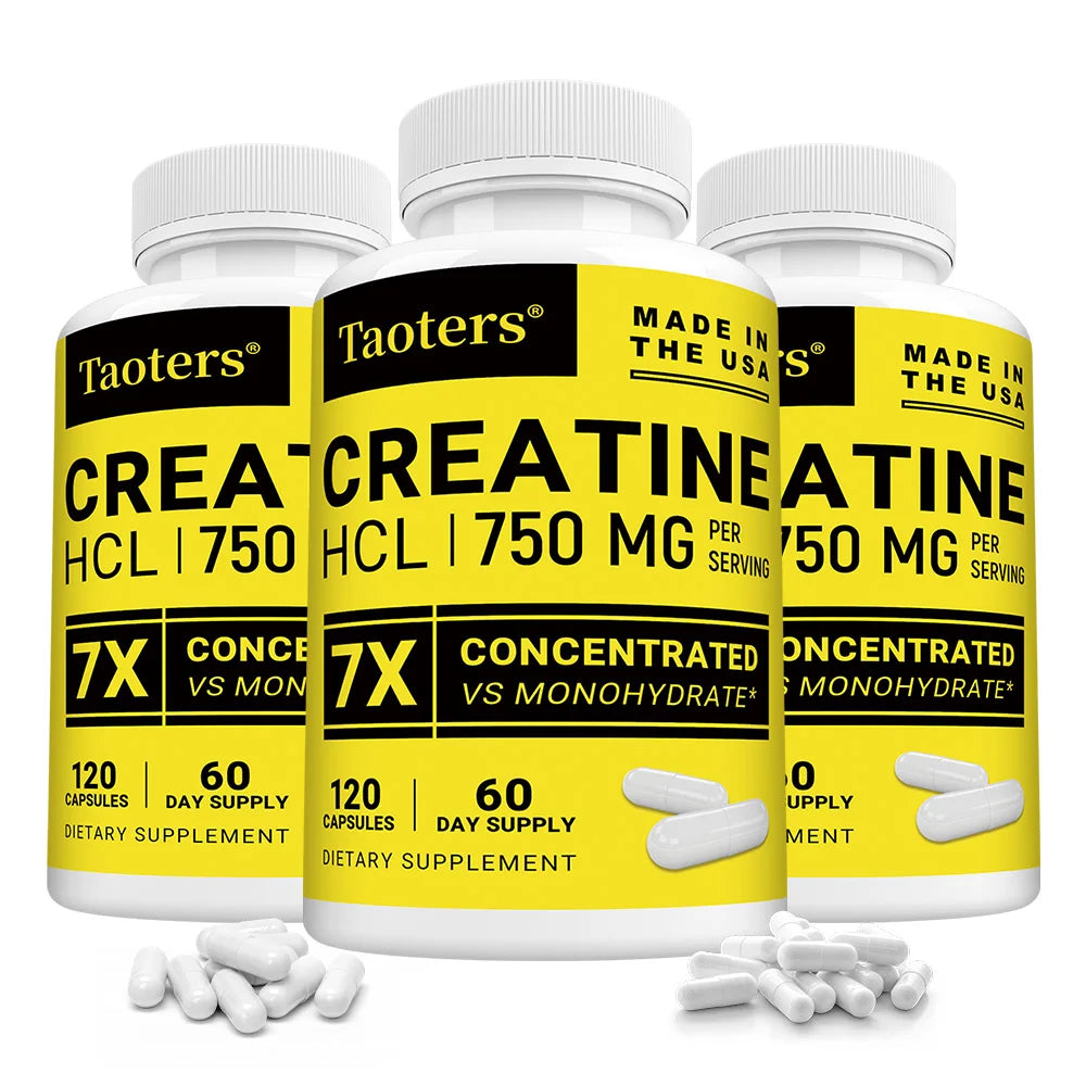 Creatine HCl Capsules-750 Mg,Muscle,Cognitive,and Cellular Energy Support,Boosts Energy,Endurance,Improves Athletic Performance