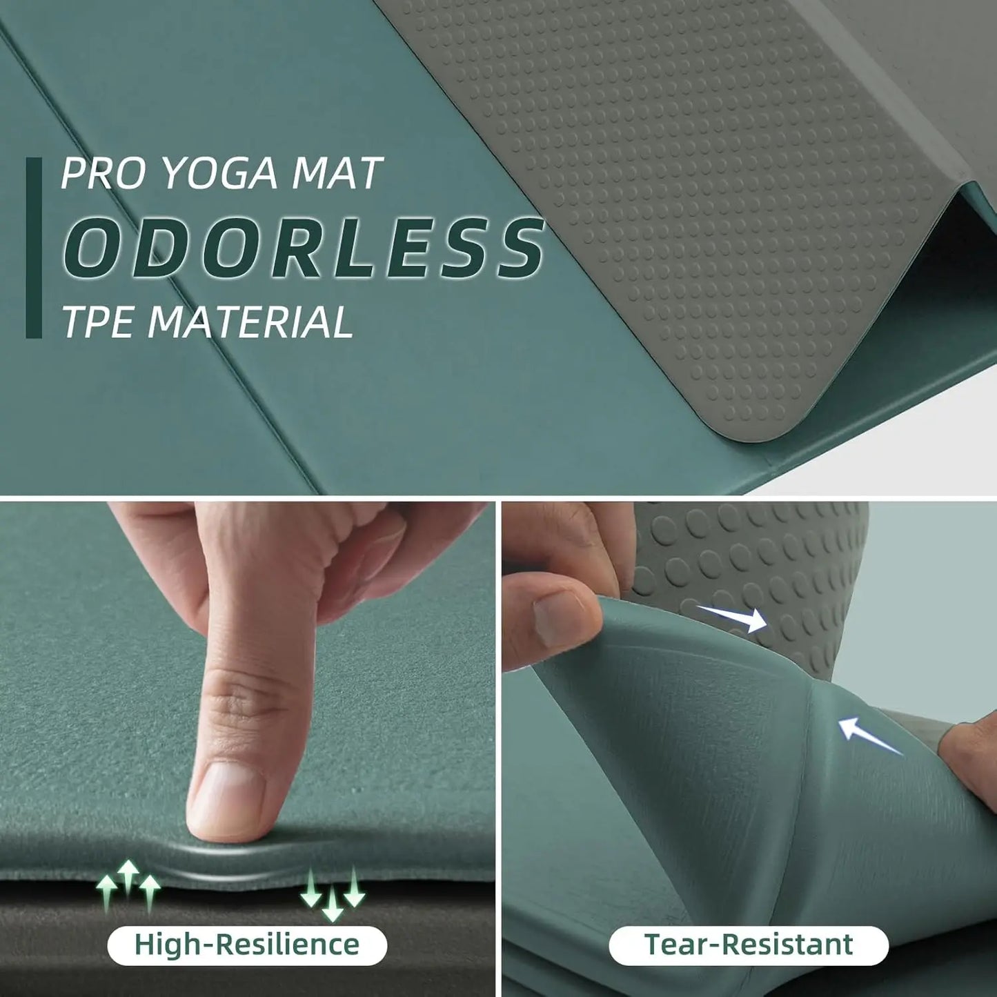 Foldable Yoga Mat, 10mm Thick TPE Material, Extra Long 75x26 Inches, Soft Comfortable for Home Exercise & Outdoor Use