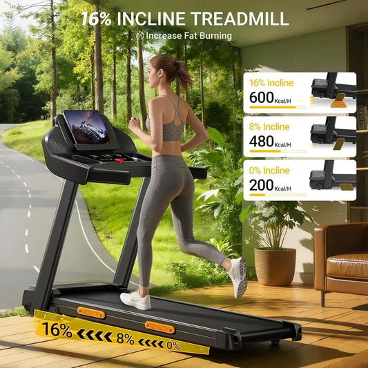 16% Incline 4-in-1 Foldable Treadmill with Triple-Sole, 3.0HP, Suitable for Home and Office, 400 lbs Capacity
