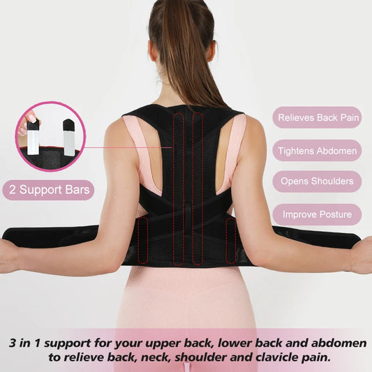 VBOSi Women Men Adjustable Sporty Back Brace Waist Support Posture Corrector