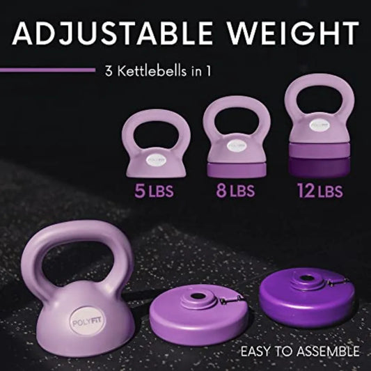 Adjustable Kettlebell 5 lb-12 lb Steel Kettlebells Set for Home Gym Fitness Training Women's Adjustable Weight Training Tool wi