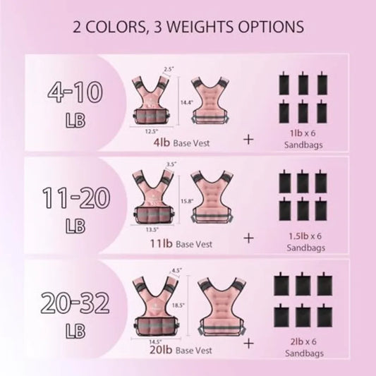 Adjustable Weighted Vest for Men and Women 4-10lb 11-20lb 20-32lb with 6 Ironsand Weights Adjustable Body Weight Vest Exercise