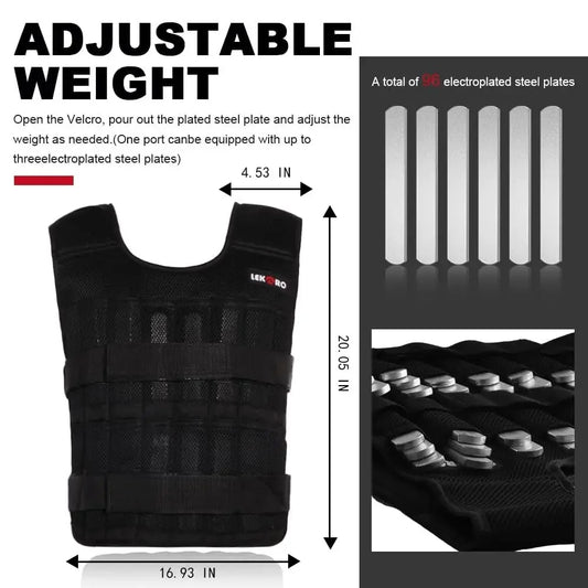 Lekaro Weight-Bearing Vest Adjustable Weight 20kg Weight-Containing Running Fitness Weight-Bearing Training Fitness Equipment