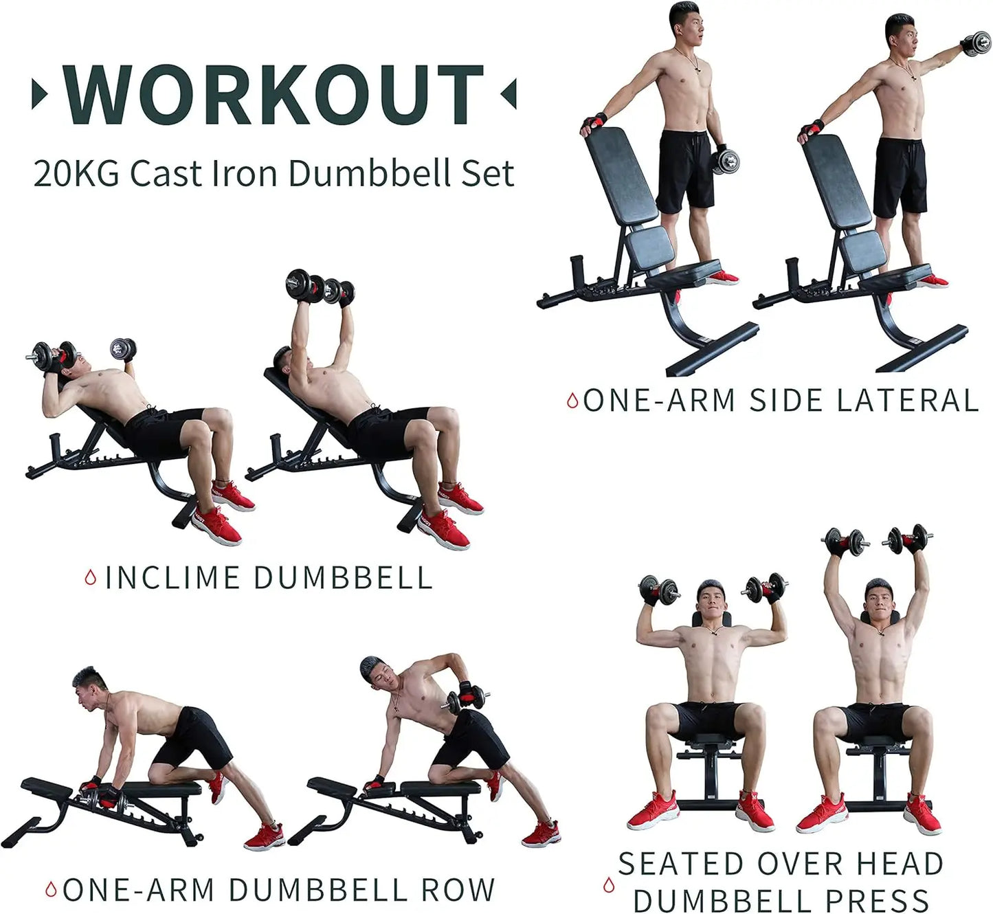 44Lbs Cast Iron Adjustable Dumbbell Set Hand Weight with Solid Dumbbell Handles Changed into Barbell Handily Great for Bodybuild