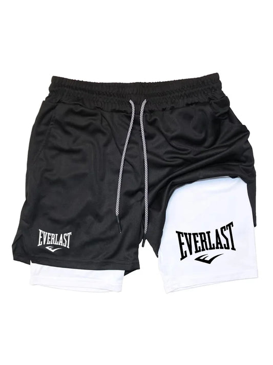 Men Running Shorts 2 in 1 Double-deck Sport Shorts Sportswear Gym Fitness Short Pants Training Jogging Bottom Men's Clothing