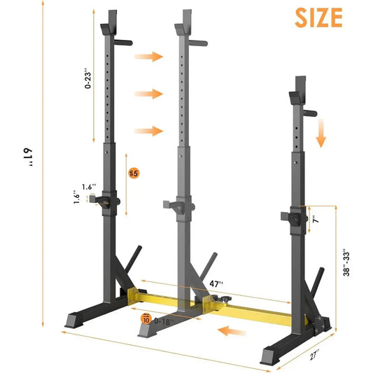 570lbs Capacity Home Gym with Storage, Squat Stand, Bench Press Rack, Bar Rack, Adjustable Dumbbell Rack for Strength Training a