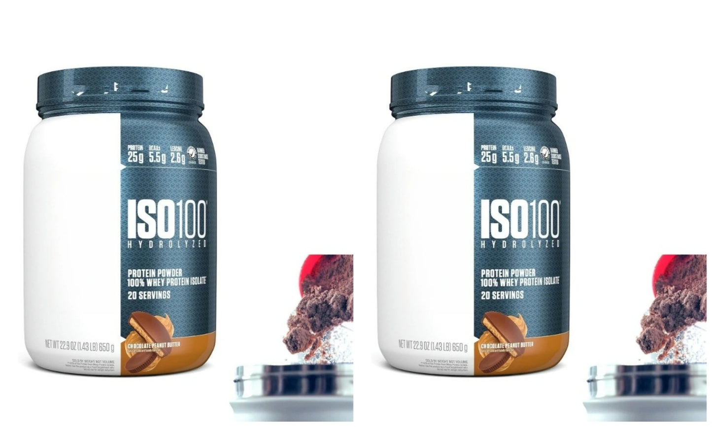 Whey Protein Powder Isolate Cookies Cream 650g of Protein 5.5g BCAAs Less Than 120 Cal Gluten Free