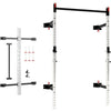 Folding Squat Rack with Adjustable Pull-Up Bar, 1000 Pounds Capacity Wall Mounted Power Rack, Adjustable Barbell Rack with J Hoo