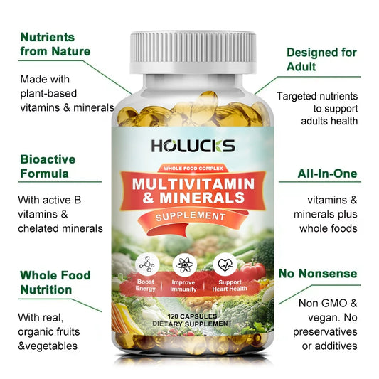 Multivitamin Mineral Supplement for Men & Women, Heart Health, Immune Support, Anti-Aging & Daily Energy