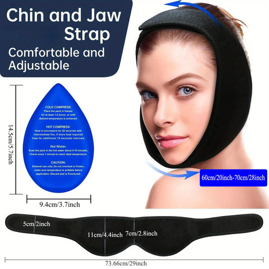 Wisdom Teeth Ice Pack Head Wrap for Pain Relief Cold Hot Therapy for Face Jaw & Oral Surgery with 4 Gel Packs, Tooth Extraction