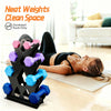 Compact 4-Tier Dumbbell Rack with Carry Handle - Space-Saving Free Weight Organizer for Bedroom, Living Room & Garage