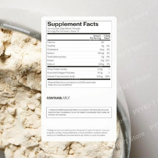 Whey Protein Powder Unflavored Muscle Recovery Joint Health Skin Hydration Grass-Fed Collagen Daily Nutrition Support