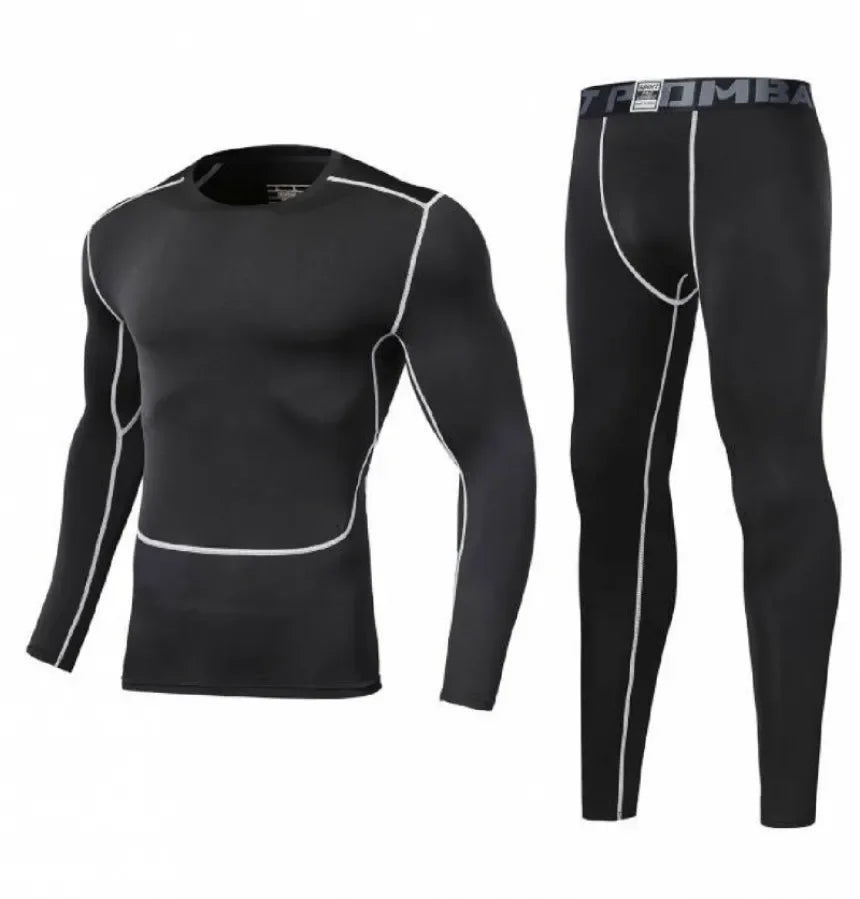Men's Bodybuilding Activewear Fitness Suit with Elastic Compression Tights Slim Fit Workout Pants and Gym Muscle Boosting Runnin