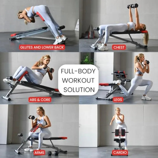 Multi-Functional Weight Bench for Full All-in-One Body Workout Adjustable Workout Bench Press for Home Gym Fitness Equipment in