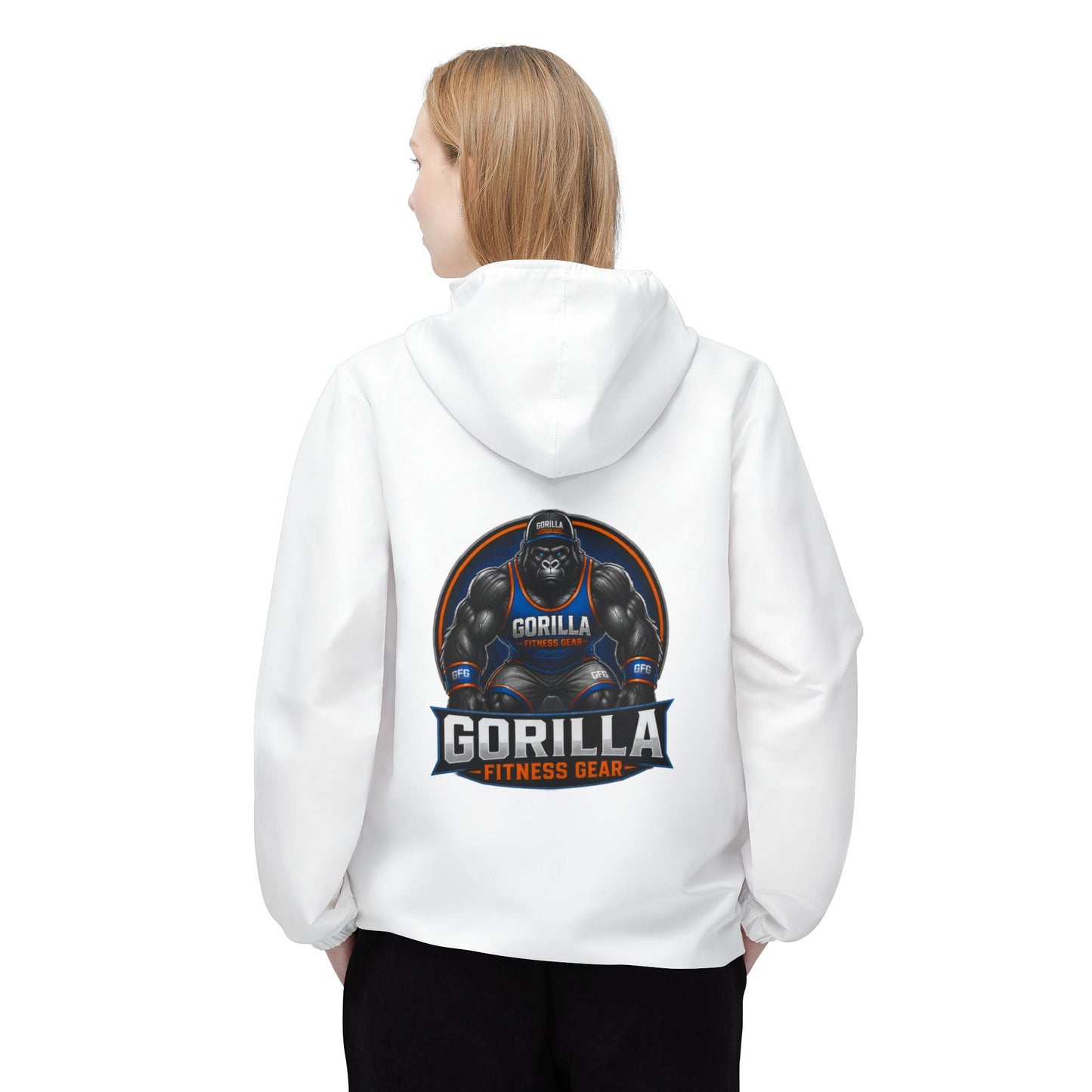 Gorilla Fitness Windbreaker Jacket - Logo Hooded Athletic Windbreaker