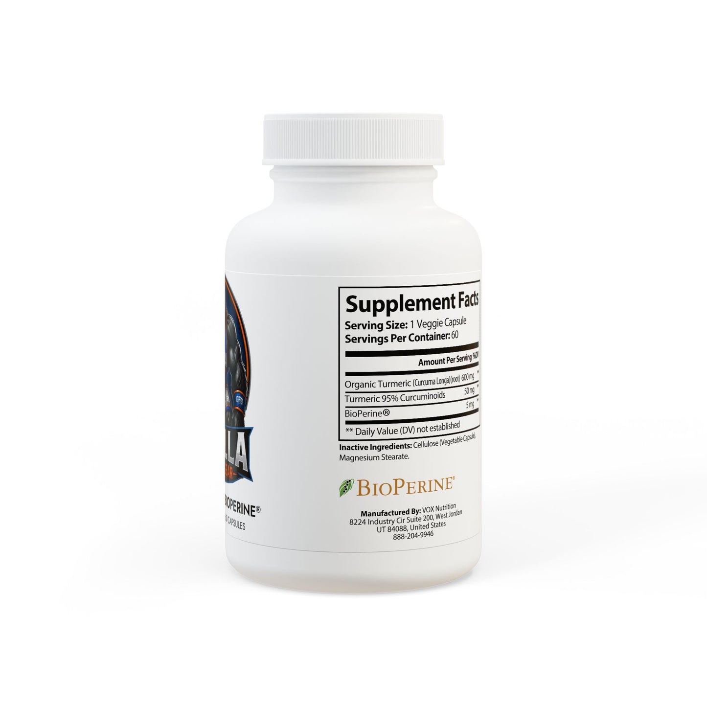 Turmeric with BioPerine® (Black Pepper Fruit Extract) Supplement (60 Capsules)