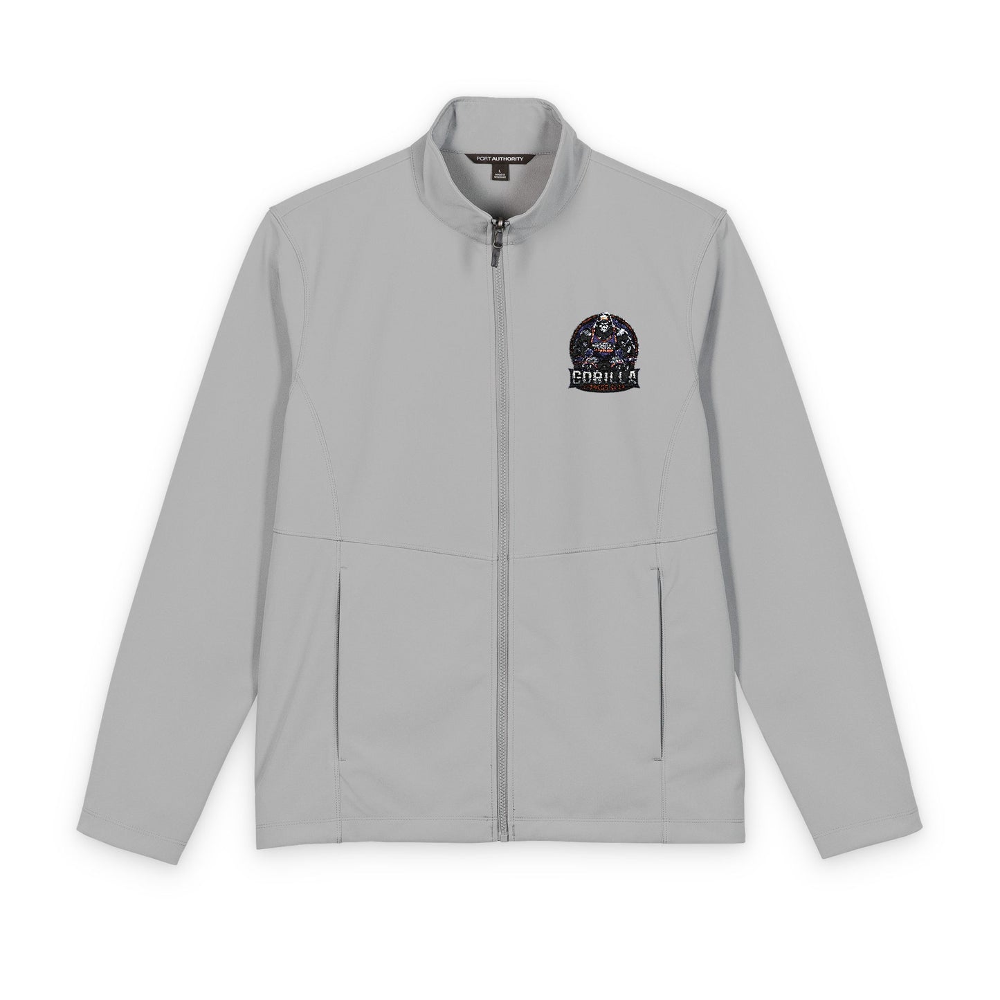 Men's Soft Shell Jacket — Small Floral Skull Chest Patch