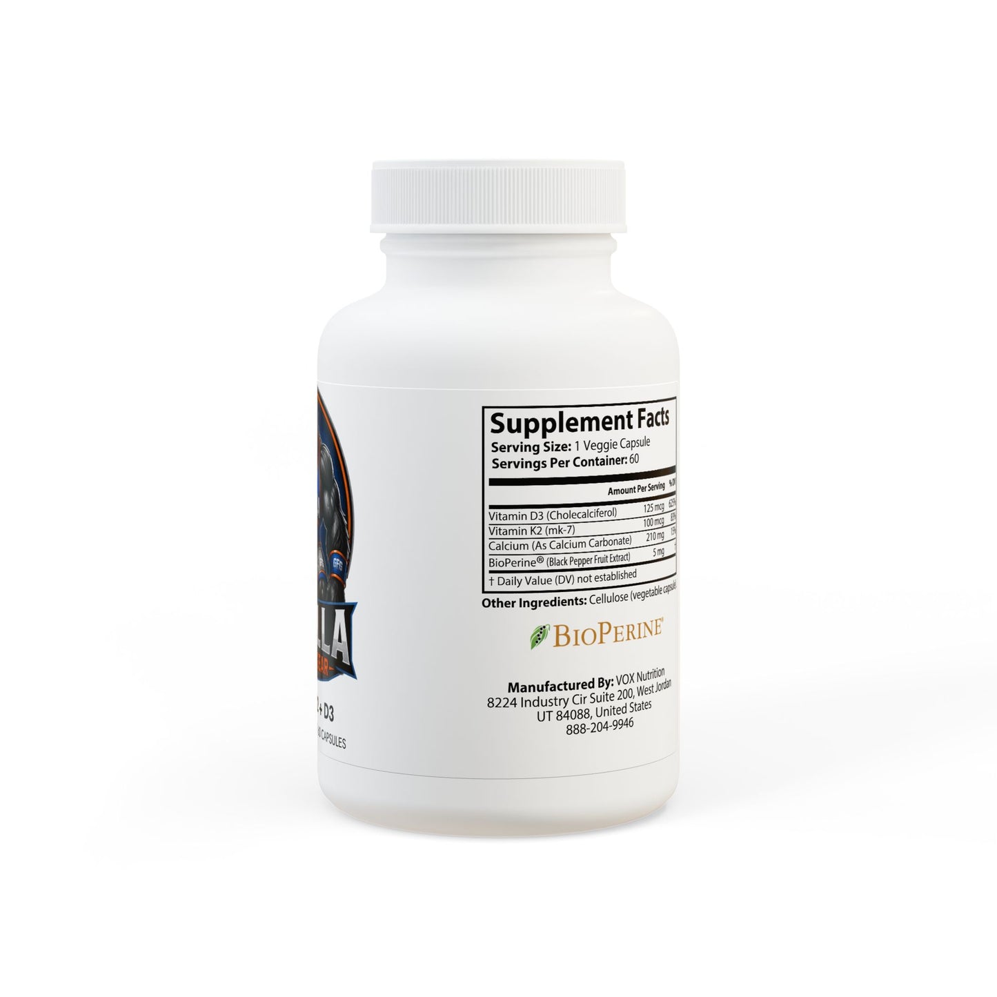 Vitamin K2 + D3 Supplement (60 Capsules)