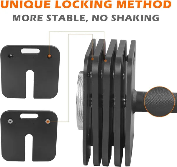 Adjustable Two Dumbbells Or Dumbbells Sets 50LB Square Dumbbell 9 In 1 Free Weights For Multi Weight Options Quick-Lock Adjustable