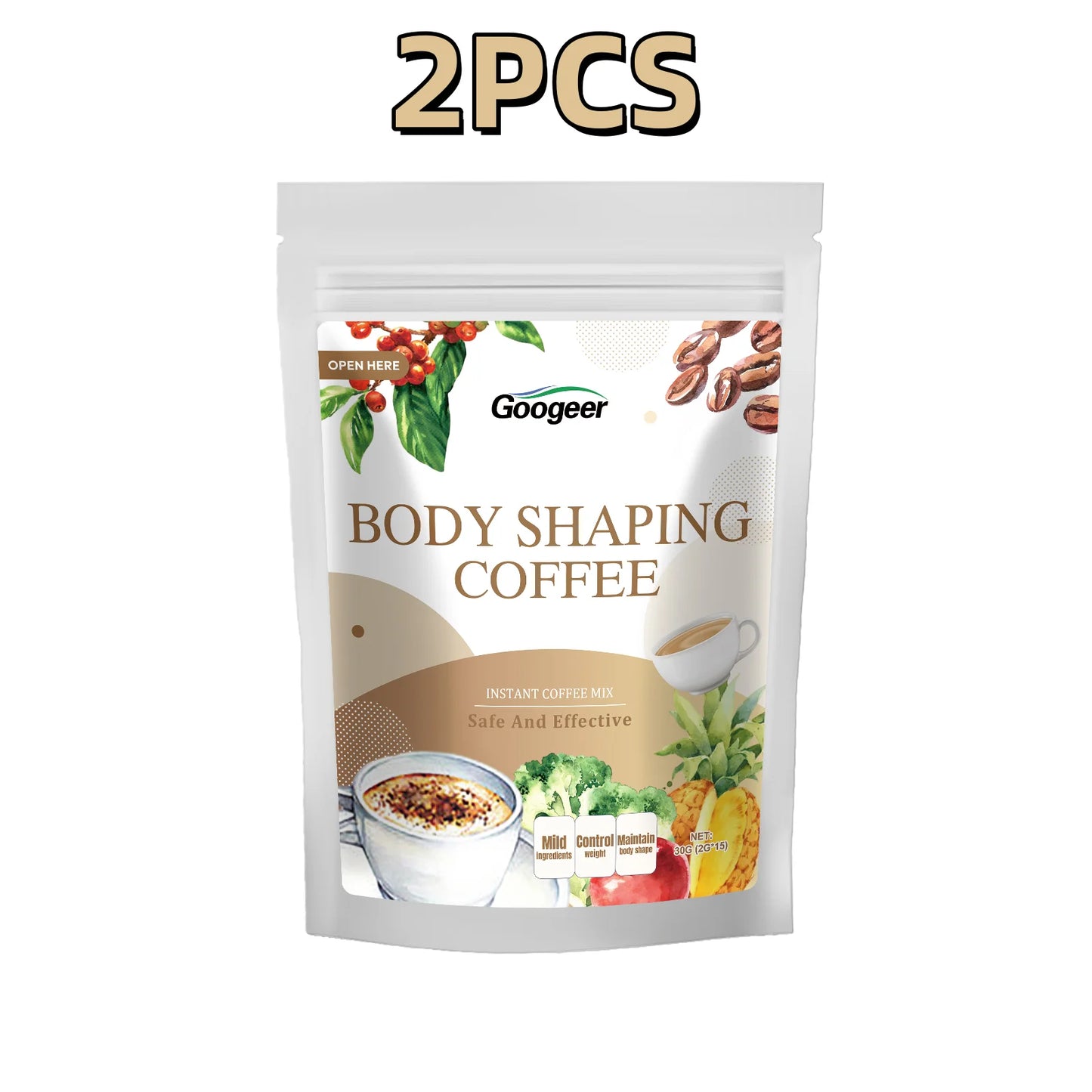 30g Googeer Instant Fat Burning Shape Coffee Promote Metabolism Detoxification Healthy Fast Weight Loss Physical Therapy Coffee