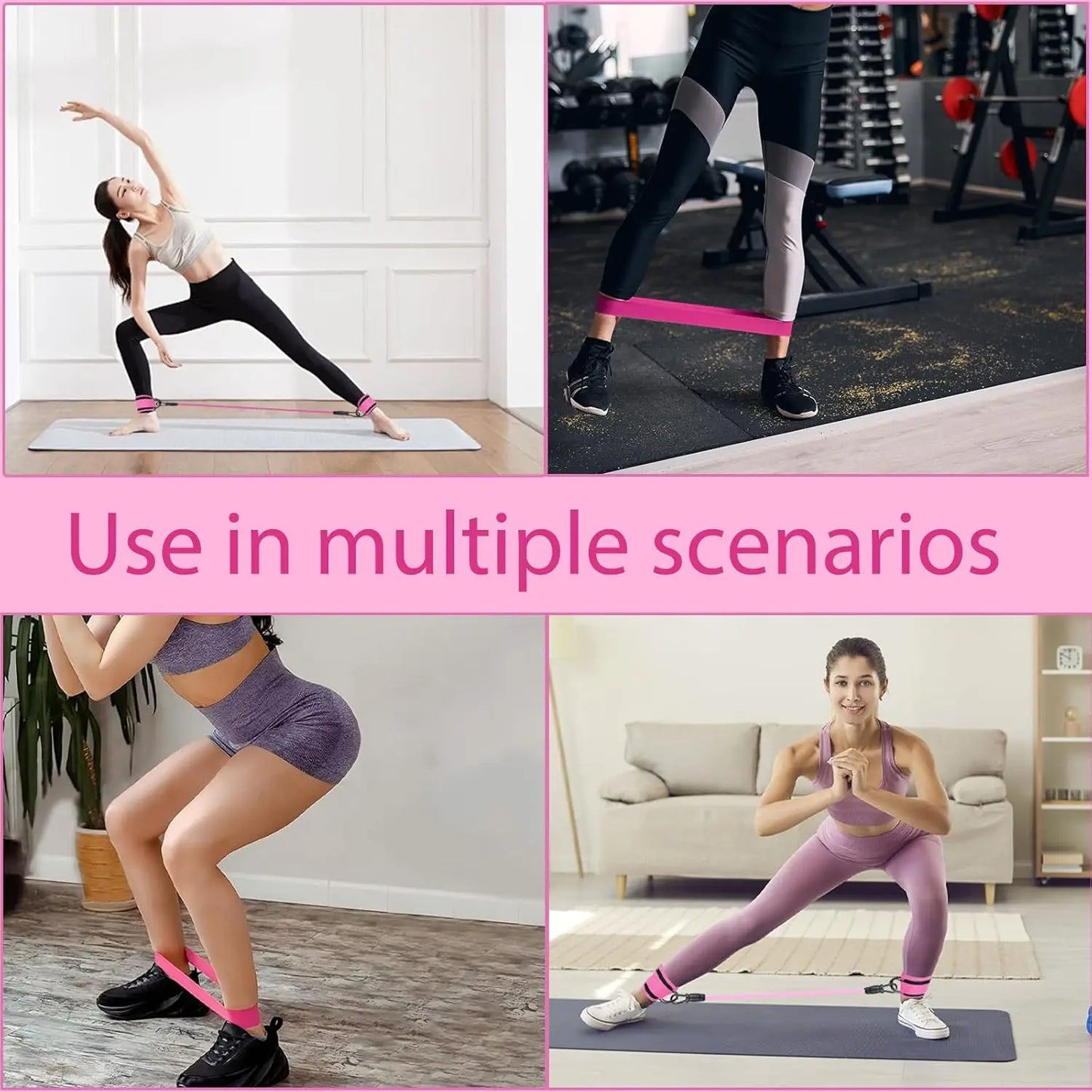 Ten-Piece Yoga Resistance Band Set for Leg and Glute Shaping, Multi-Level Tension Fitness Equipment with Ankle Straps