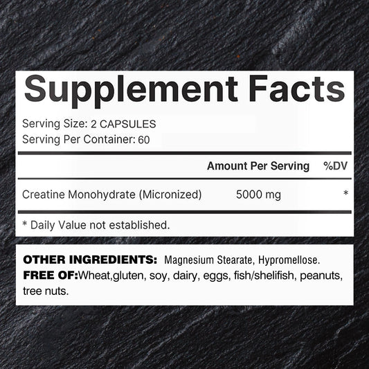 Creatine Monohydrate - Build Muscle, Improve Athletic Performance, Improve Energy Endurance and Promote Recovery - 120 Capsules