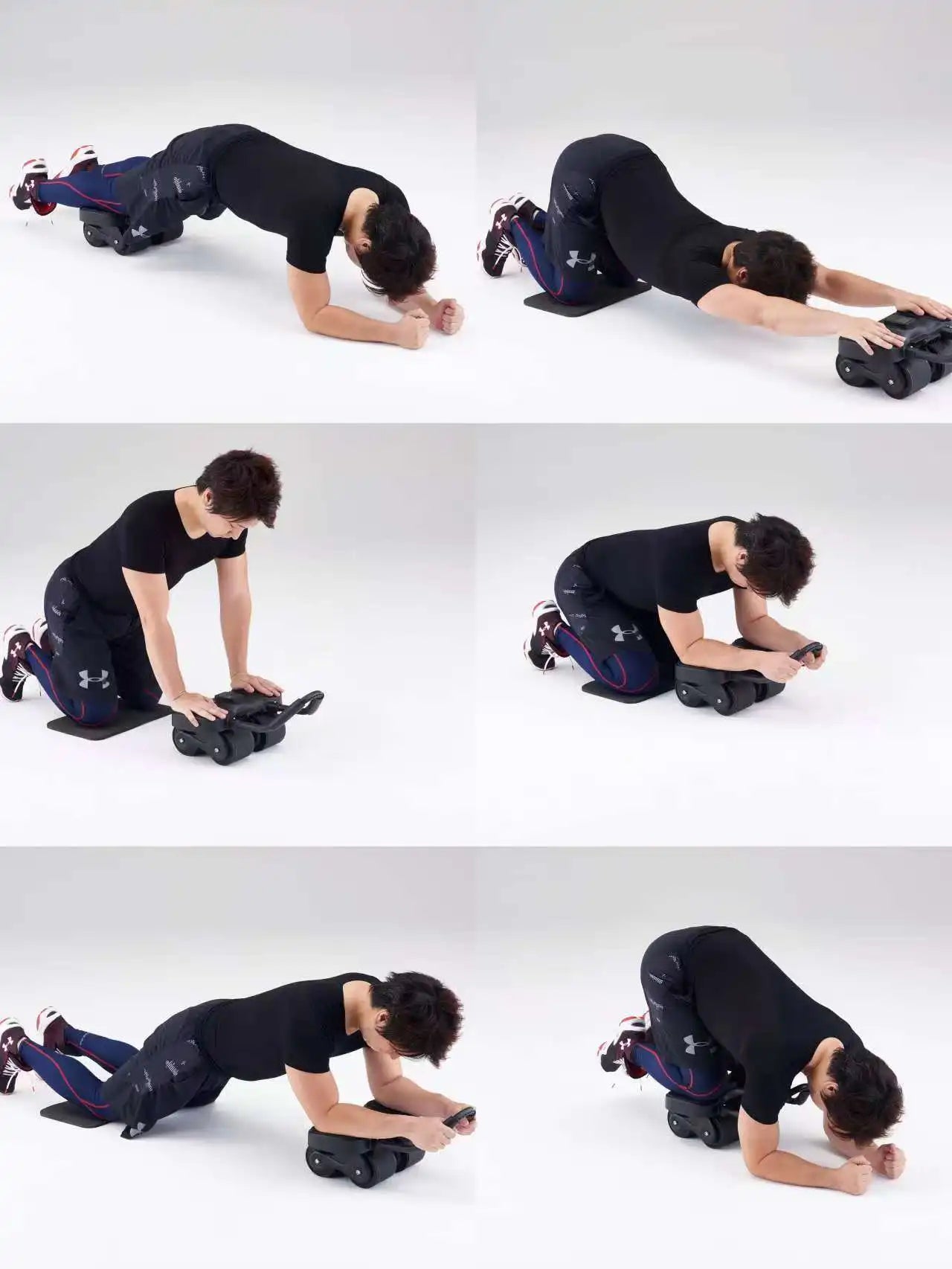 4-Wheels Ab Roller with LCD – Home Gym Equipment, Elbow Support, Non-Slip Handles, Tracks Time & Calories Burned.