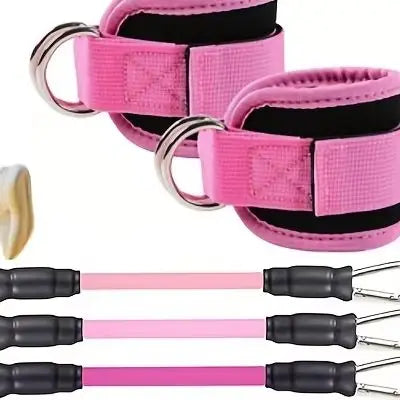 Ten-Piece Yoga Resistance Band Set for Leg and Glute Shaping, Multi-Level Tension Fitness Equipment with Ankle Straps