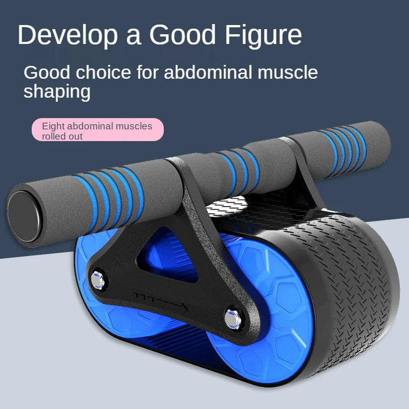 Ab Roller Automatic Rebound Double Wheel Abdominal Muscle Scroll Wheel Men Women Fitness Equipment Mute Roller With Knee Pads