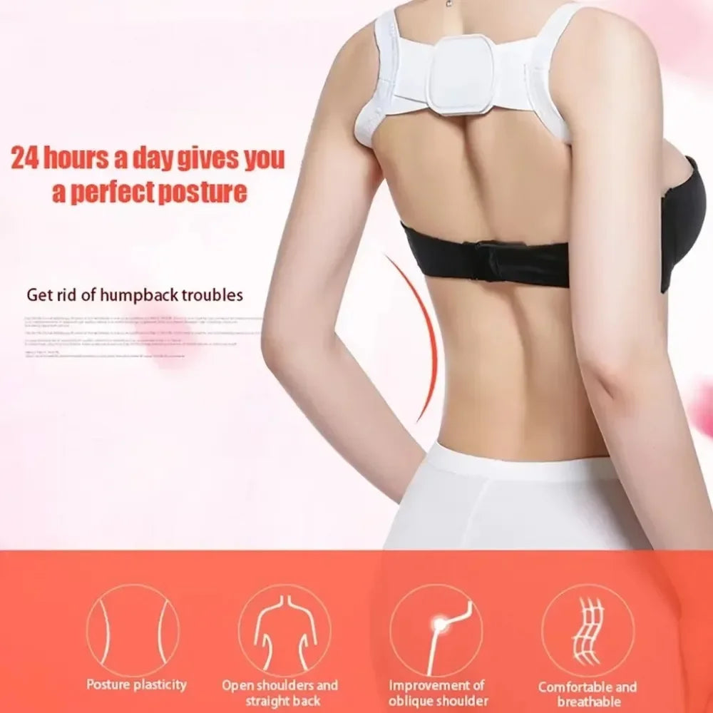Back Posture Corrector Adjustable Support Shoulder Belt Adults Children Back Straightener Correction Spine Bone.(Black)