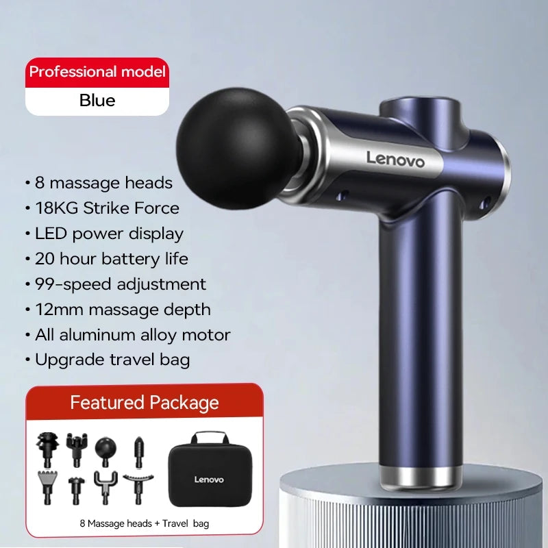 Lenovo Powerful Wireless Massager Gun 8 Massage HeadsRechargeable Shoulder Back Neck Waist Leg Electric Fascia Gun