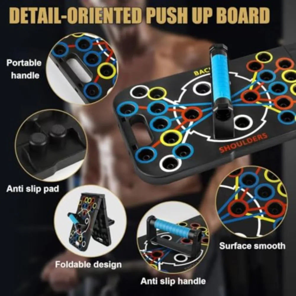 All-in-One Push Up Board for Men & Women, 56 Workout Angles for Full Body, Foldable Home Fitness Exercise Equipment with Guide