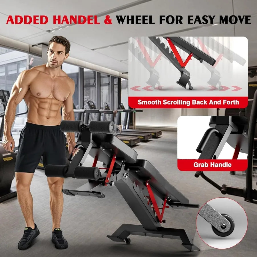 Adjustable Weight Bench Foldable Workout Bench for Home Gym Heavy Duty 1300lb Capacity PRO Full Body Strength Training with 8Le