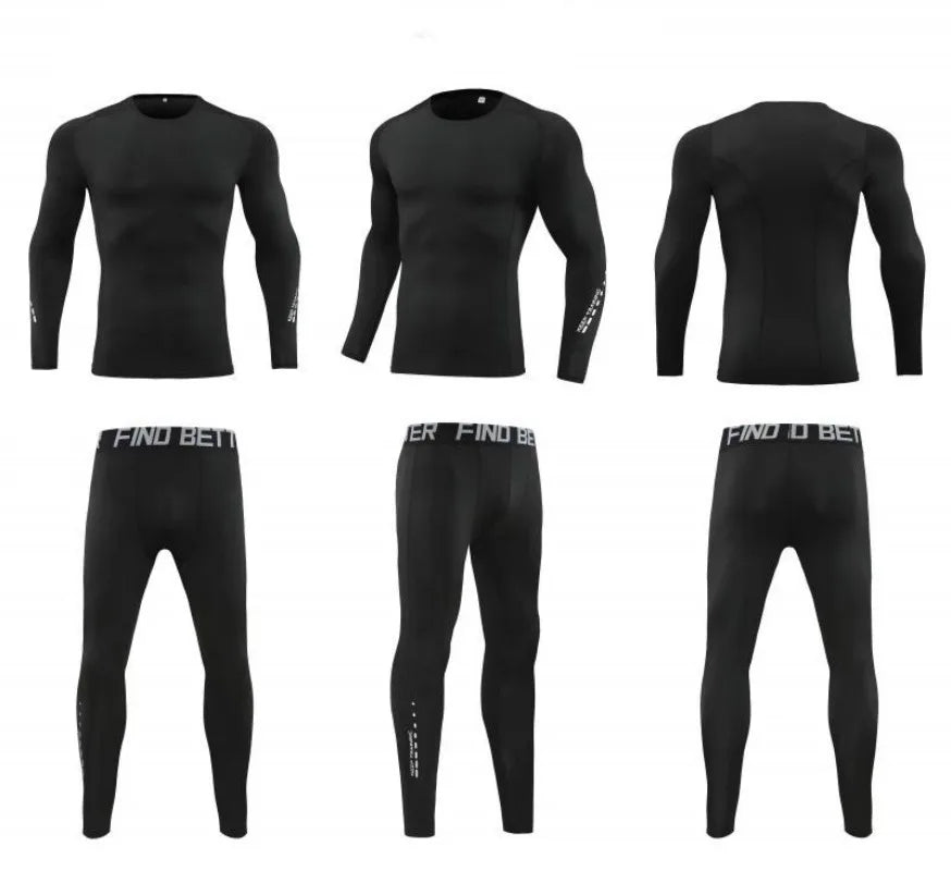 Men's Bodybuilding Activewear Fitness Suit with Elastic Compression Tights Slim Fit Workout Pants and Gym Muscle Boosting Runnin