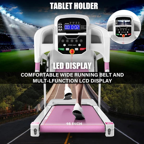 Compact Folding Treadmill for Home - 2.5HP Quiet Motor, 3-Level Incline, 7.5 MPH, Shock Absorption, Space-Saving Running & Walki