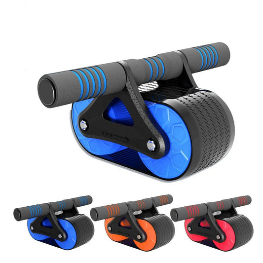 Ab Roller Automatic Rebound Double Wheel Abdominal Muscle Scroll Wheel Men Women Fitness Equipment Mute Roller With Knee Pads