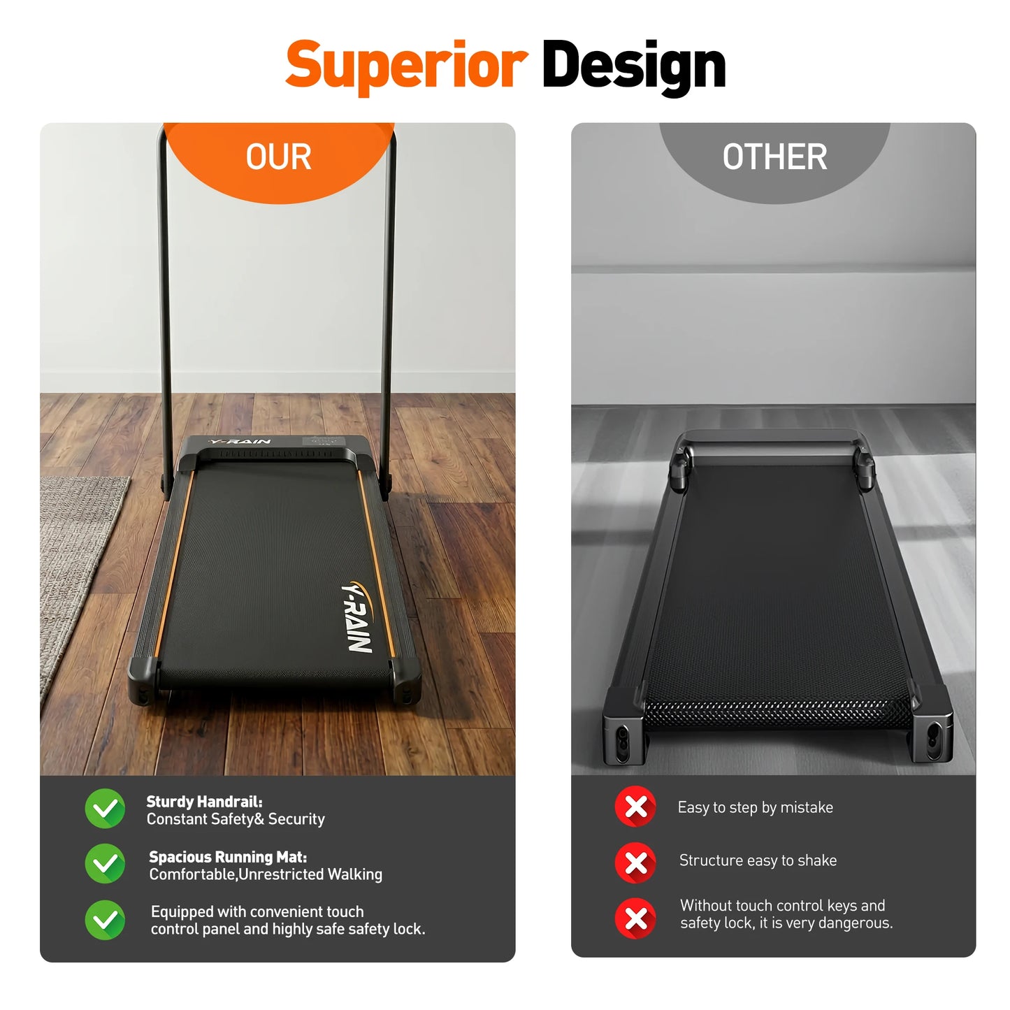 Treadmill & Walking Pad, 3.0 HP Motor, Foldable Treadmill with 9% Incline, 7.5mph Speed, Adjustable Treadmills for Home & Office