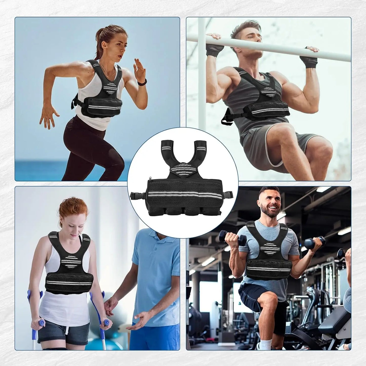 Adjustable Neoprene Weighted Vest for Walking, Jogging and Running, Weight Training Vest with Reflective Strips and Mesh Storage