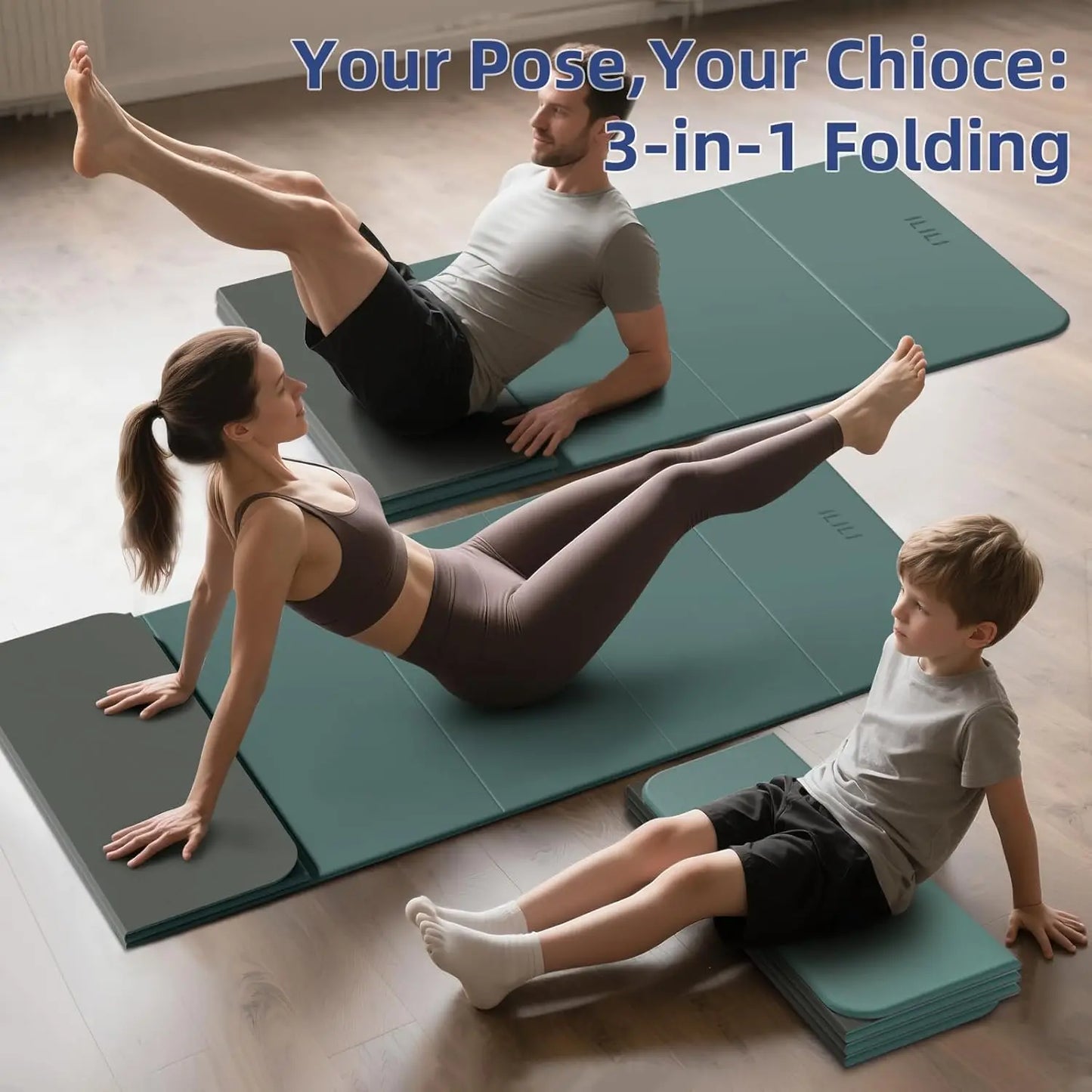 Foldable Yoga Mat, 10mm Thick TPE Material, Extra Long 75x26 Inches, Soft Comfortable for Home Exercise & Outdoor Use