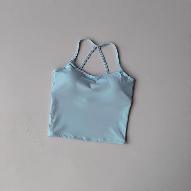 Women's Cross Back Push-Up Yoga Sports Bra Comfortable Gym Tank Top Workout Fitness Vest 'Naked Feeling' Gym Bra Fitness Wear