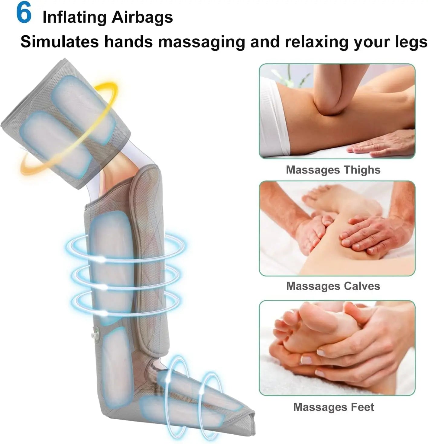 Leg Massager for Circulation - Foot and Calf Massager, Air Compression Leg Wraps Massage Boots Machine for Home Use Leg Massage