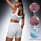 Women's Yoga Running Gym Shorts High Waist Color Block Ribbed Naked Feel Moisture Wicking Quick Dry Tight Workout Shorts